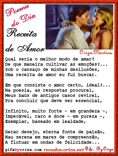 Receita de Amor... poema de Oriza Martins